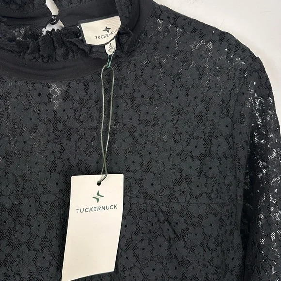 TUCKERNUCK Black Lace Rosalee Blouse NEW